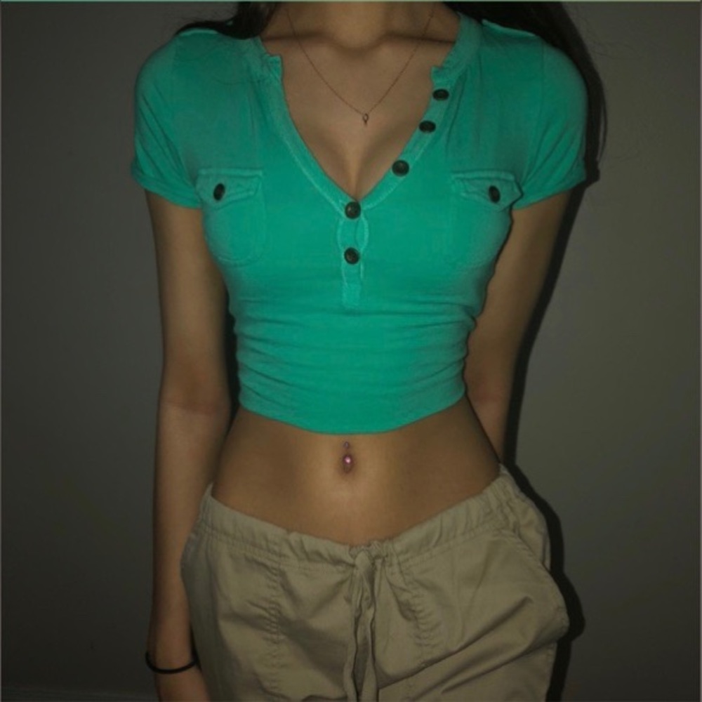 Sea Green Half Buttonup blouse